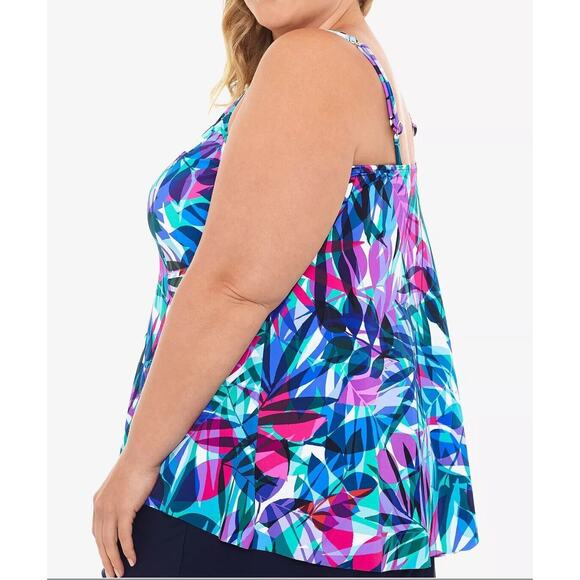 Swim Solutions Princess-Seam High-Low Swim Floral Tankini Prism Multi 20W - Picture 5 of 5